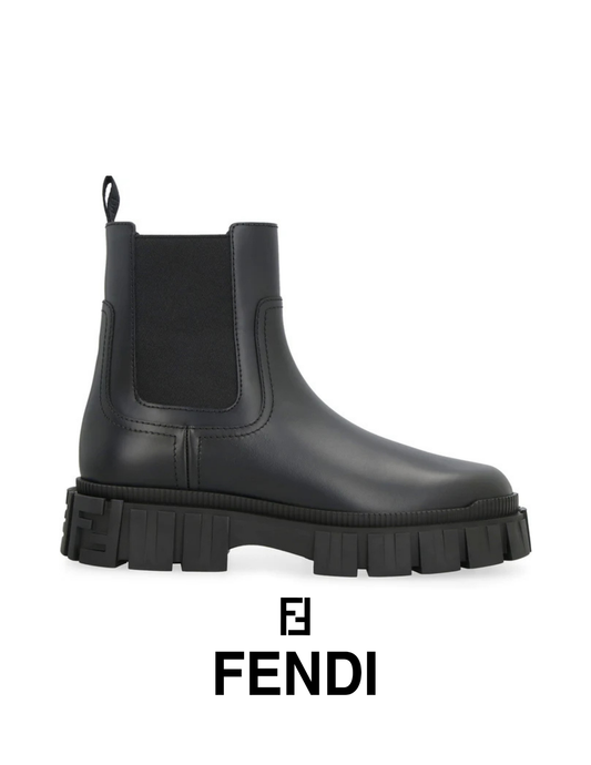 Authentic Fendi Force Black Leather Chelsea Boots