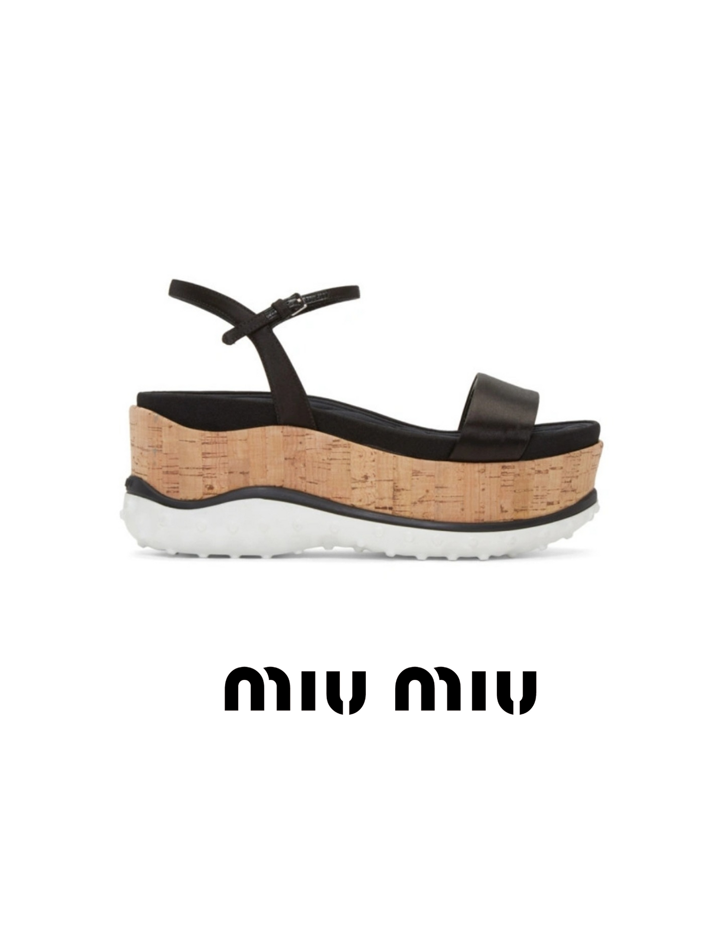 Authentic Miu Miu Black Satin Ankle Strap Platform Sandals